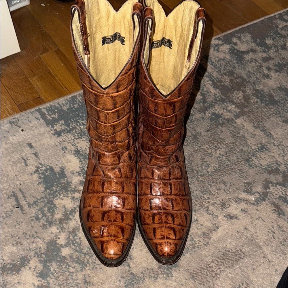 Brown Crocodile Leather Cowboy Boots